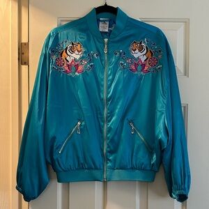 Disney Teal Bomber Jacket with Embroidered Raja Design